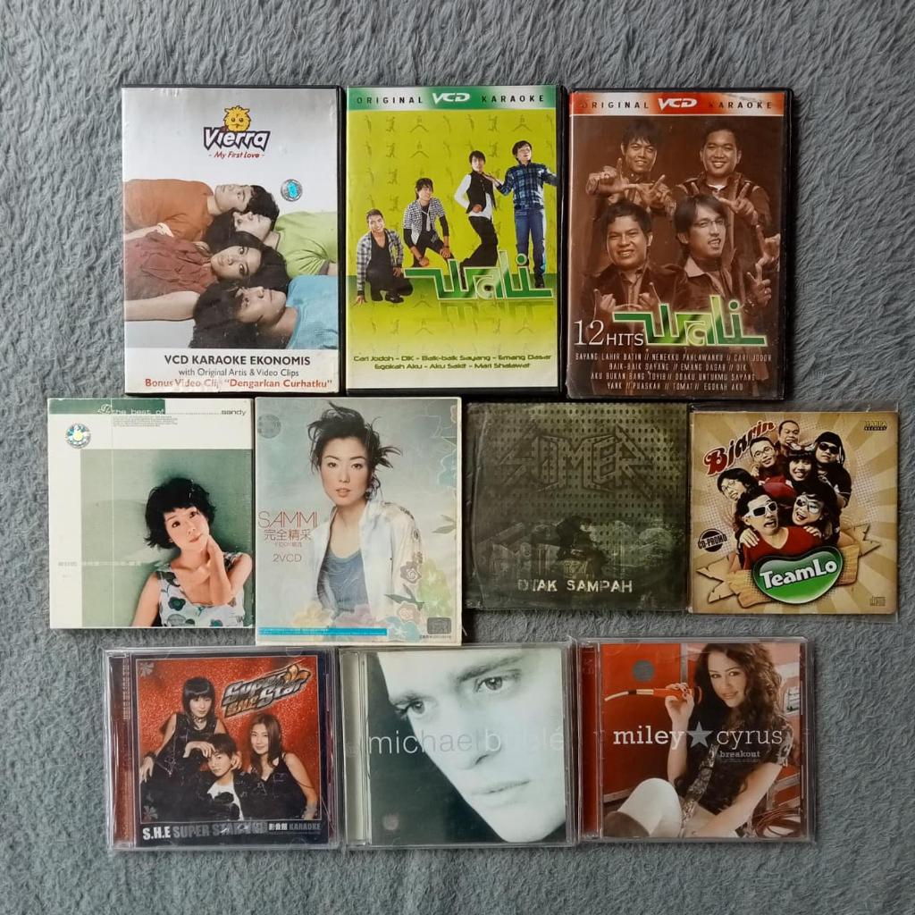 [USED ITEMS] CD + VCD Karaoke Original - Miley Cyrus - Michael Buble - Teamlo - Slimer - Sammi Cheng