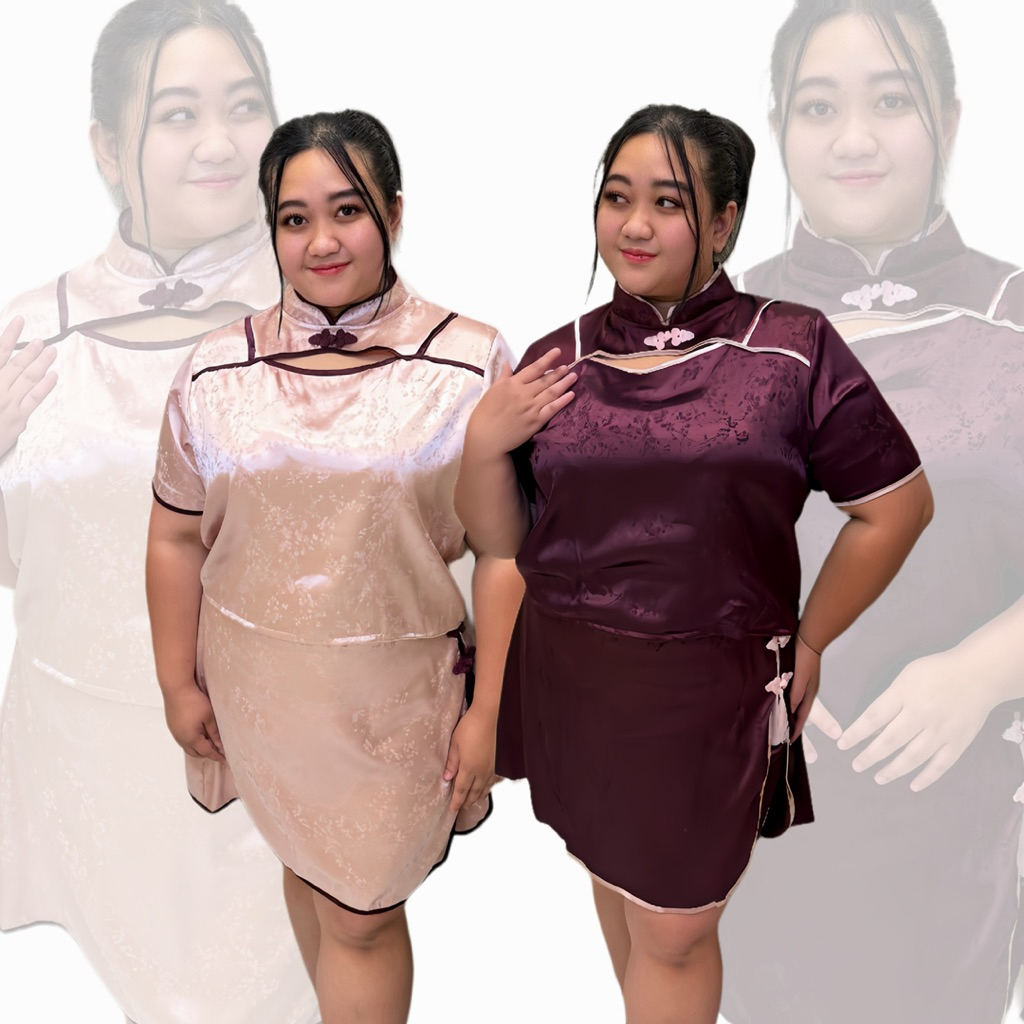 ANGELINE CNY Bigsize Set LD 120 - 140 cm | Baju Imlek Jumbo | Baju Imlek Bigsize | Oneset Bigsize