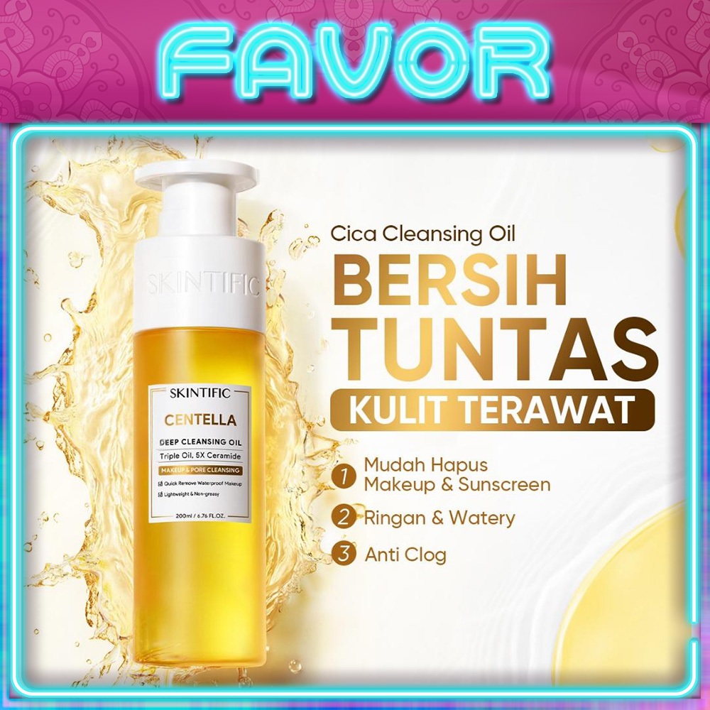 SKINTIFIC Centella Deep Cleansing Oil 200ml | Oil Cleanser Micellar Water | Pembersih Makeup