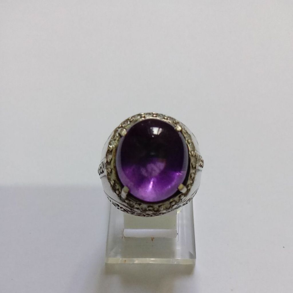 Natural Amethyst kecubung unggu Kalimantan Ring Perak