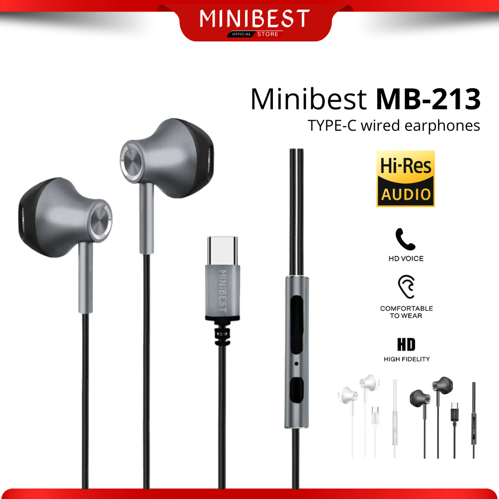 MINIBEST MB-213 TYPE-C Wired Headset Earphone Super Bass Stereo With Mic Universal Phone Type-C