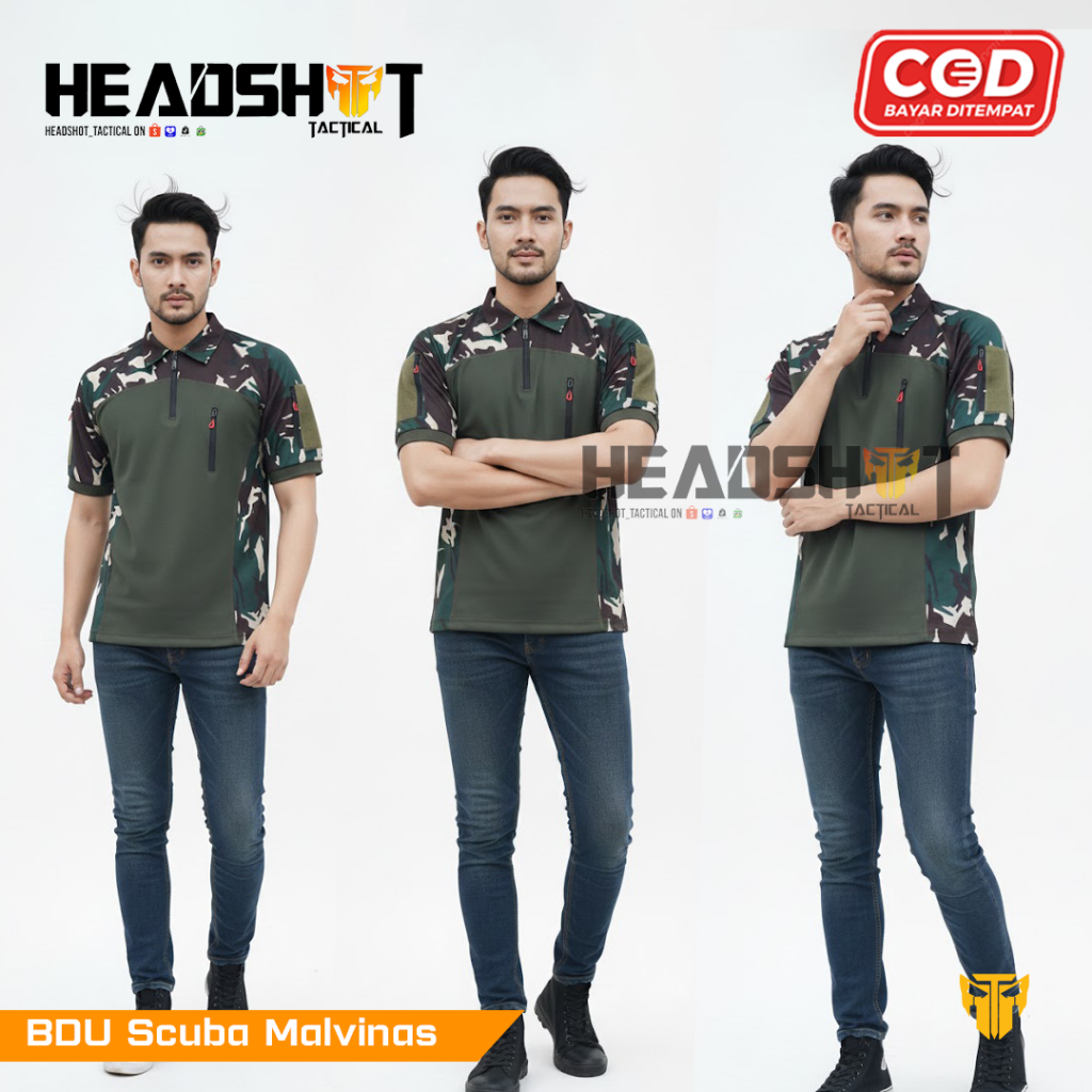 Kaos BDU Tactical Malvinas TNI Scuba Pendek - Bdu Tactical Scuba Loreng Malvinas Lengan Pendek - Kao