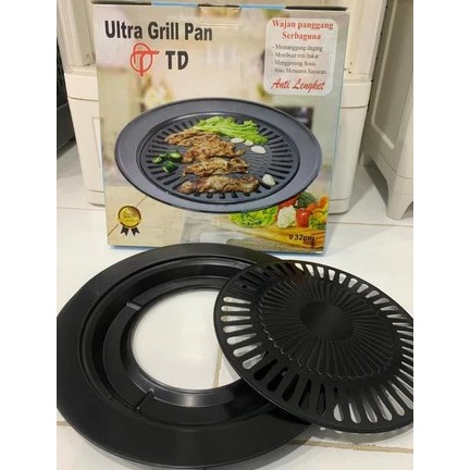 TD Ultra Grill Pan Bulat Smokeless 32 CM Panggangan Anti Lengket