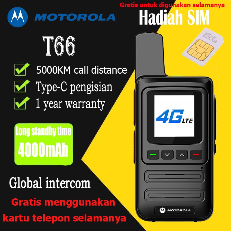 [Gratis untuk menggunakan kartu SIM selamanya] HT MOTOROLA T66 Walkie Talkie  4G/WiFi Jarak tak terb