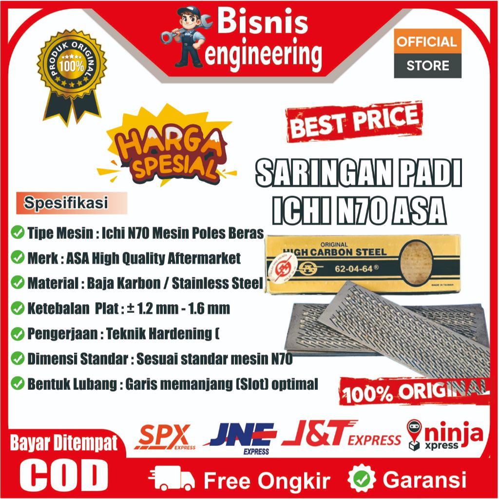 Saringan Padi Ichi N70 ASA Rice Screen - Sarangan Ayakan Penggiling Padi Poles Stainless Steel