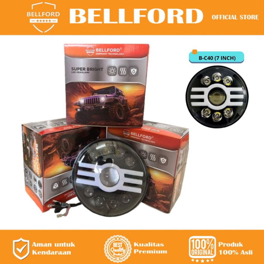 Bellford Lampu Depan Daymaker Bulat 7 inch Universal Lampu Tembak Lampu Sorot Jeep Feroza Taft Rx Ki