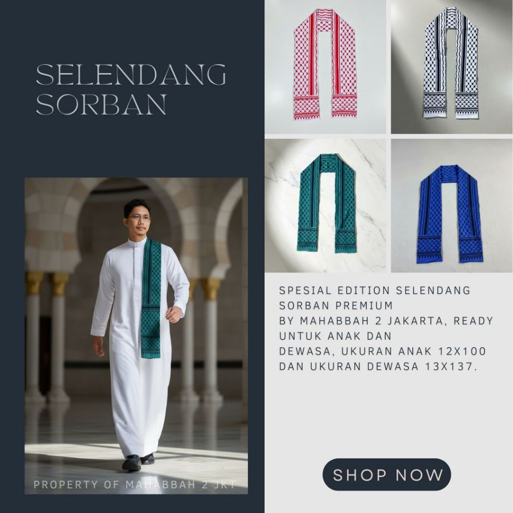 Selendang Sorban Syal Scraf Pria Keffiyeh Bahan Besway Premium