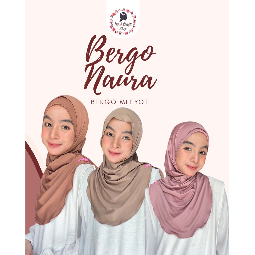 Bergo Naura / bergo mleyot / pashmina instan mleyot bahan jersey