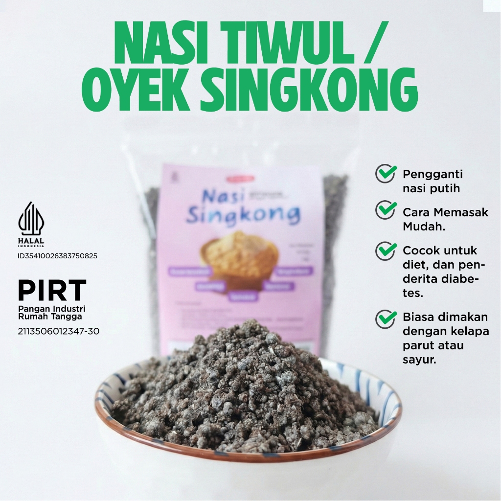 Nasi Singkong / Tiwul 1 Kg | Pengganti Nasi Sehat Rendah Karbo & Gula