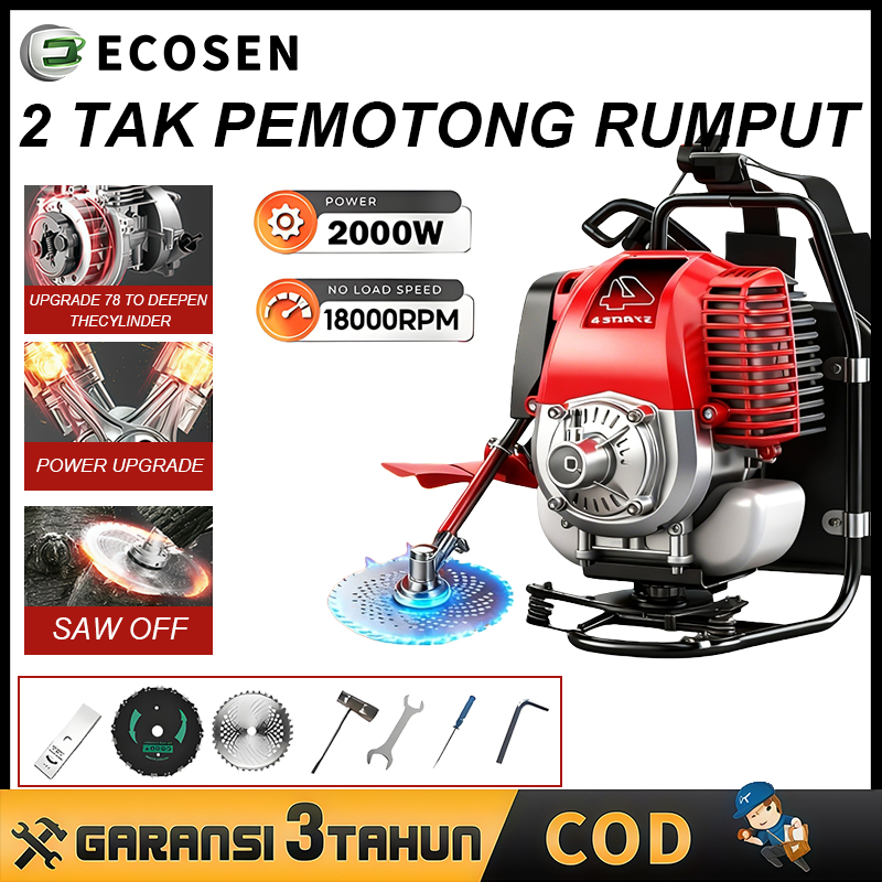 ECOSEN 1800W Mesin Potong Rumput 4 Tak Brush Cutter Gendong 50CC Mesin Pemotong Rumput Powerfull
