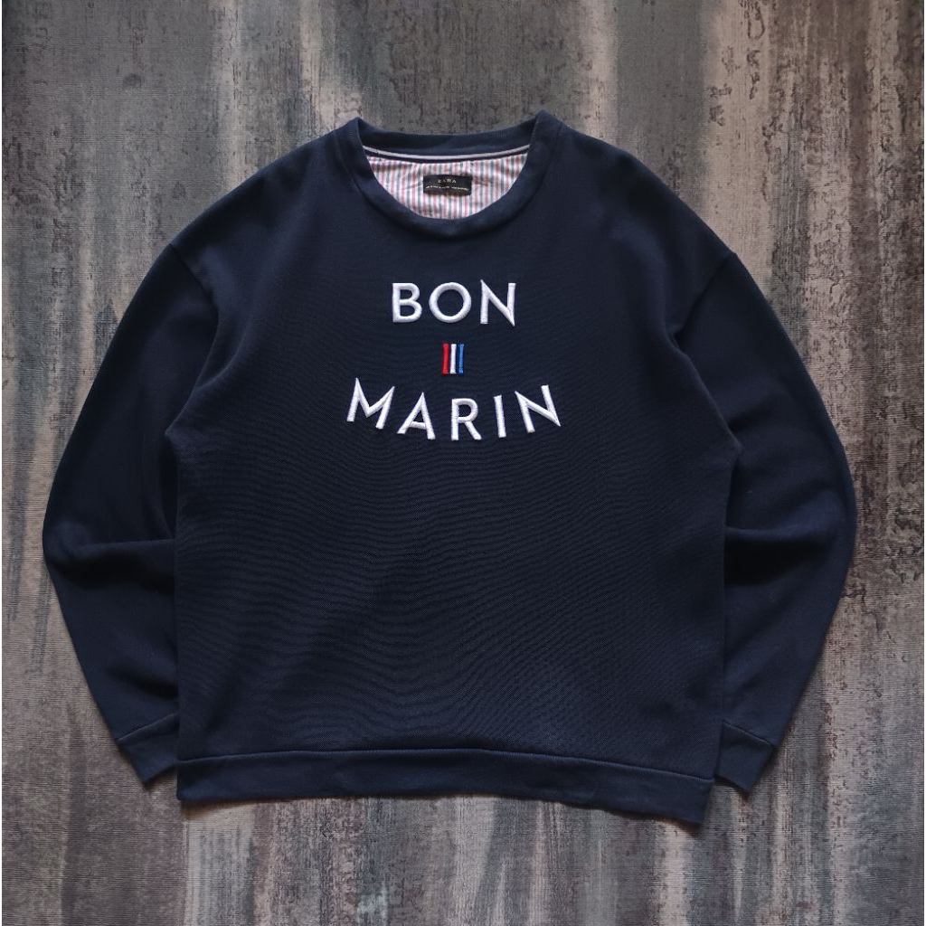crewneck Zara Man BON MARIN full bordir original