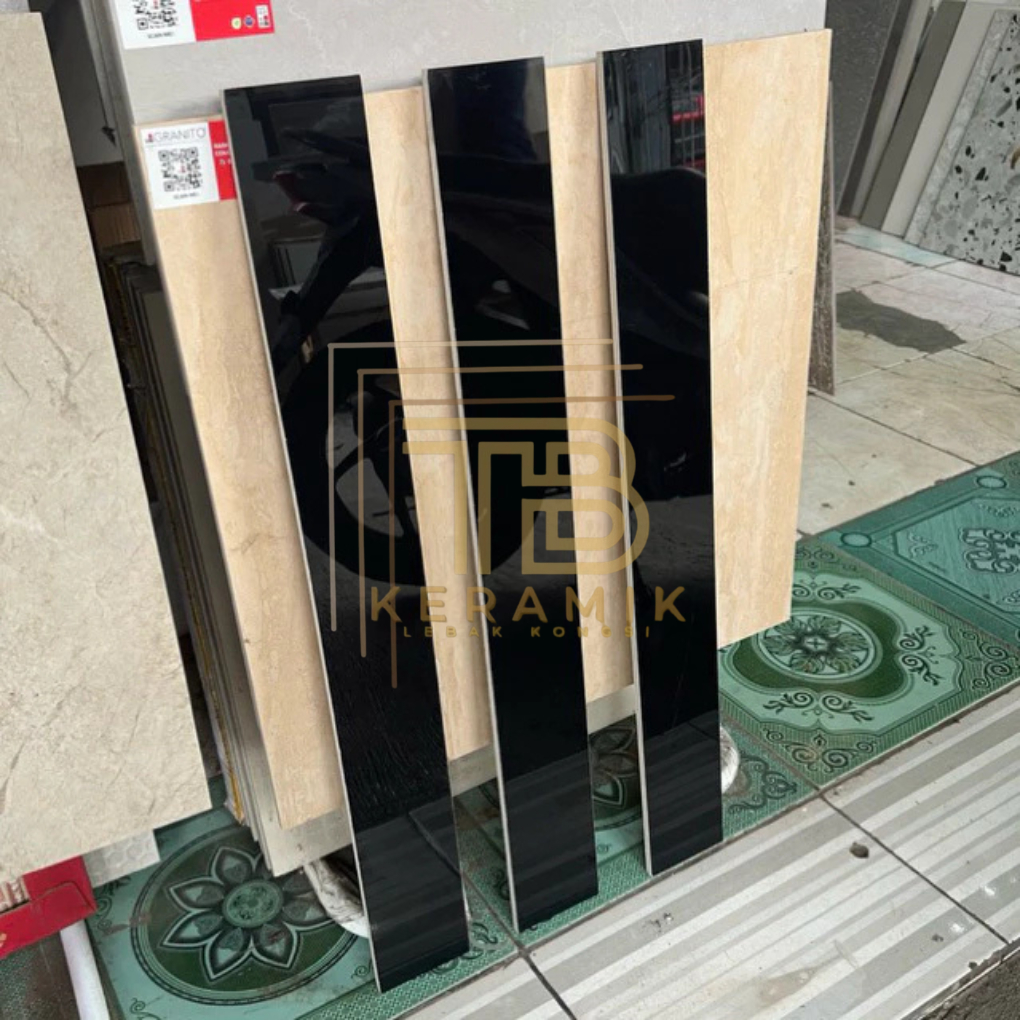 Granit list/plint 10x80 Hitam Polos | glossy