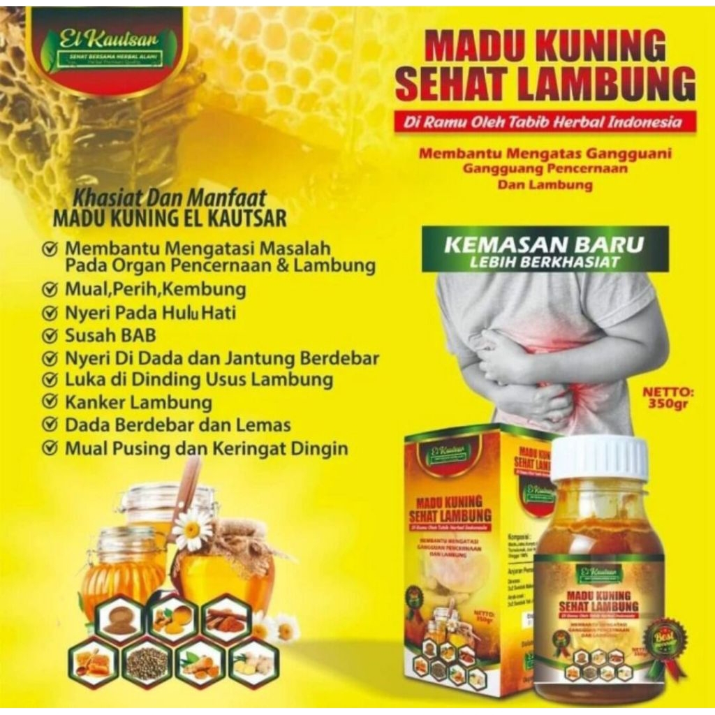 MADU KUNING SEHAT LAMBUNG el kautsar 350gr #membantu mangatasi gangguan pencernaan dan lambung