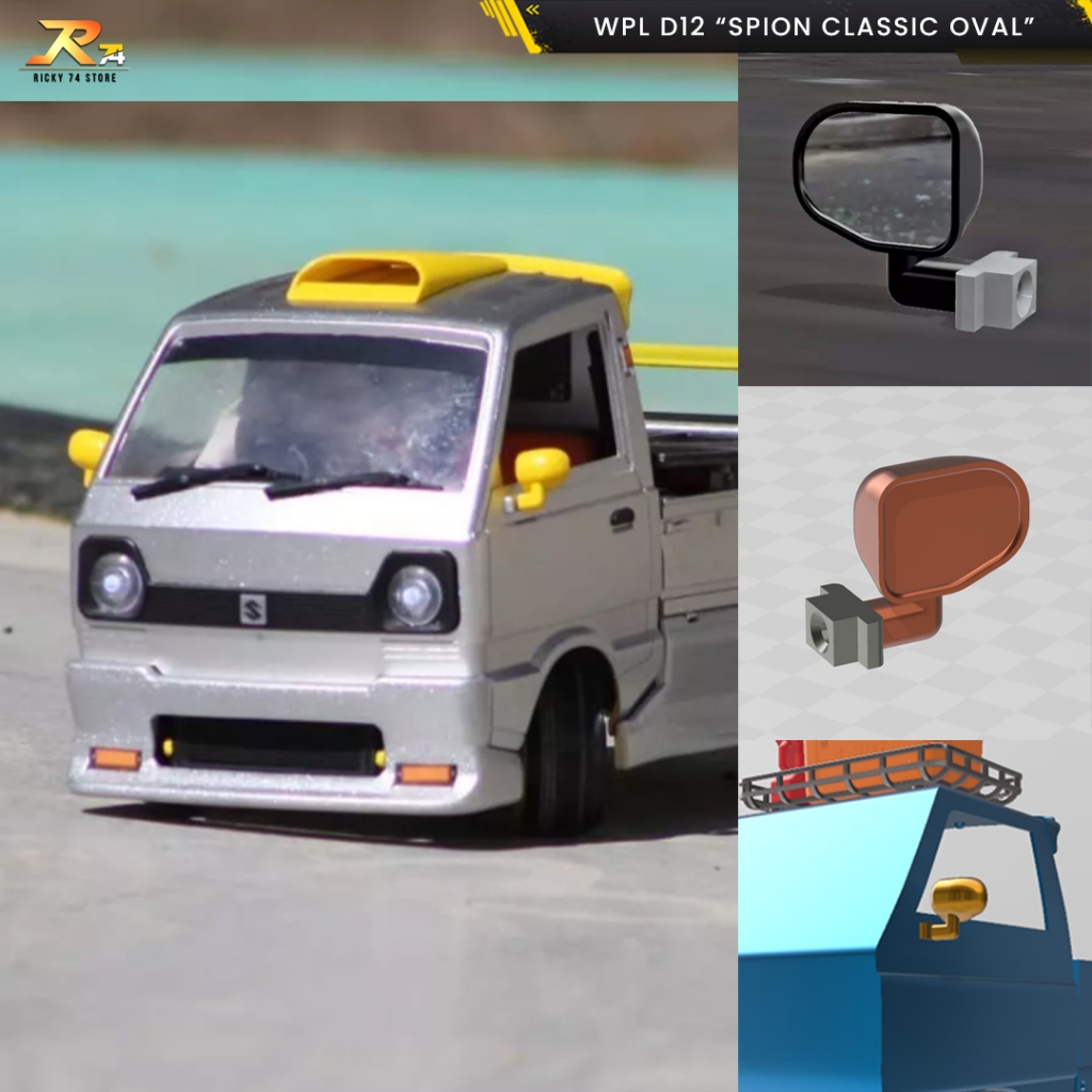 WPL D12 Spion Classic Oval Rear Mirror - Body Part RC Drift 3D Print
