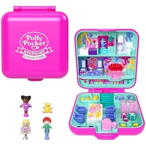 Polly Pocket Mattel 80th Anniversary Tribute Pencil Case Set with 3 Dolls,
