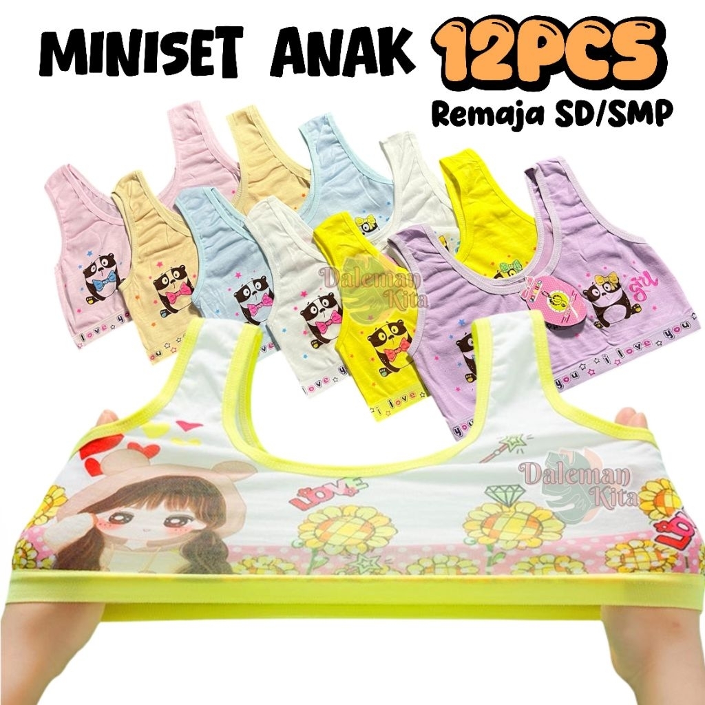 12 Pcs Miniset Anak Remaja SD SMP BRA Mini Katun Cantik