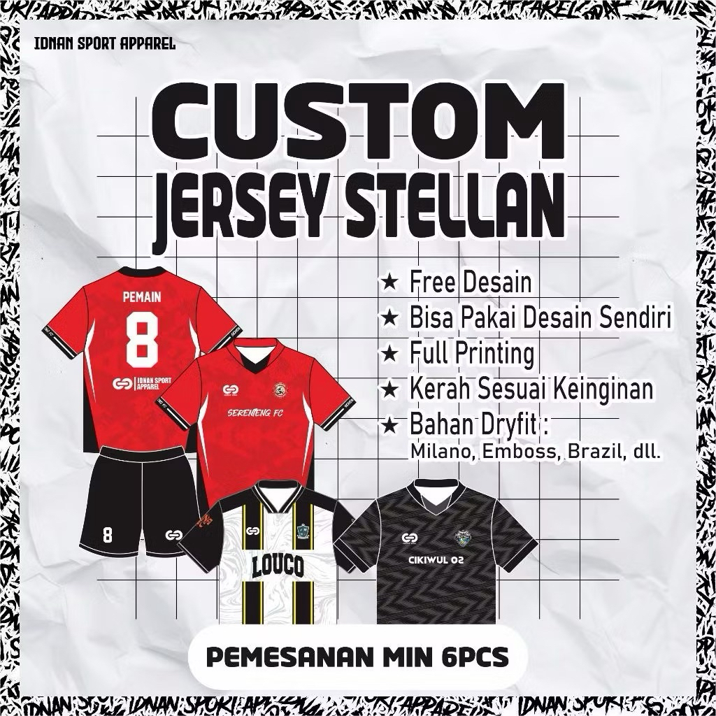 Custom Jersey Desain Sendiri Fullprint, Jersey Futsal / Team bola