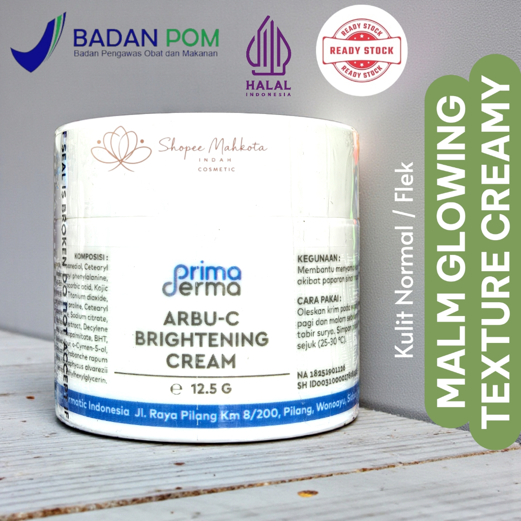 Primaderma cream malam Glowing || Cream ARBU C Cream malam glowing dengan Alpha Arbutin Original Bpo