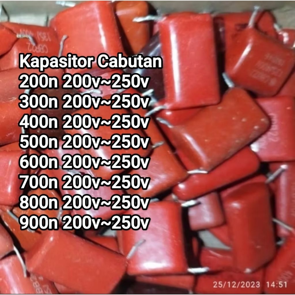 Kapasitor Cabutan 204J - 224J - 274J - 200n - 220n - 270n / 200v - 250v Capasitor Copotan