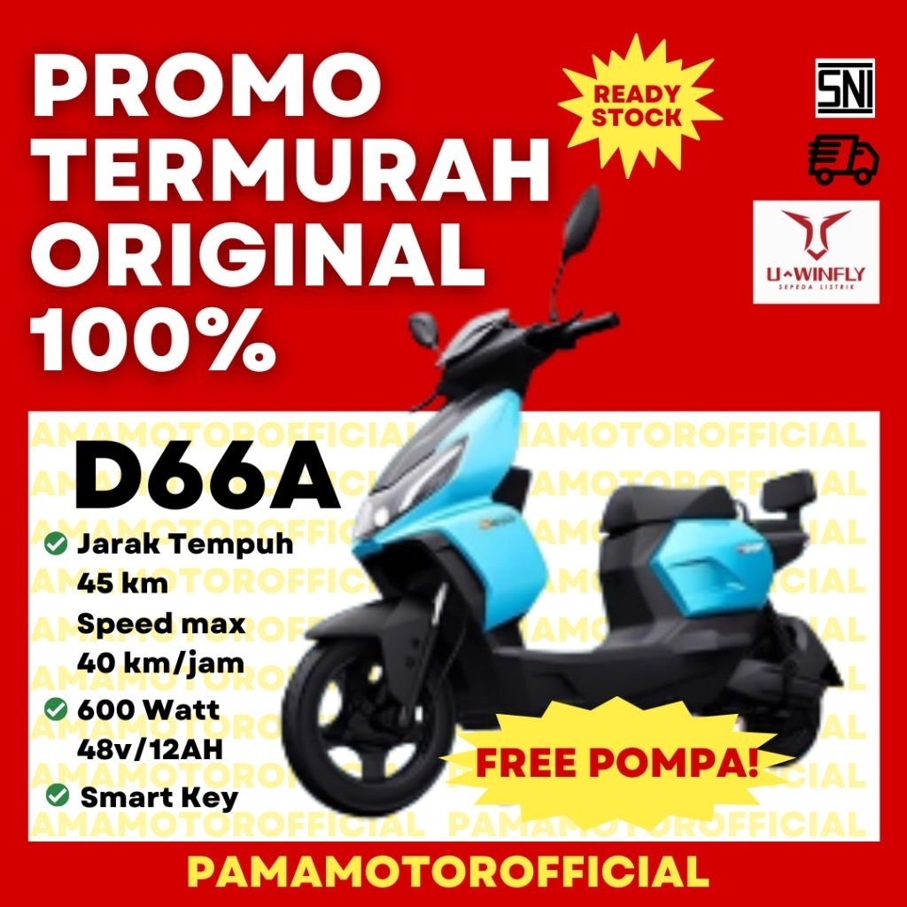 Sepeda Listrik UWINFLY D66A Penerus D60 D65 Electric Bike 600W Kecepatan 40km/jam Jarak 40Km Daya An