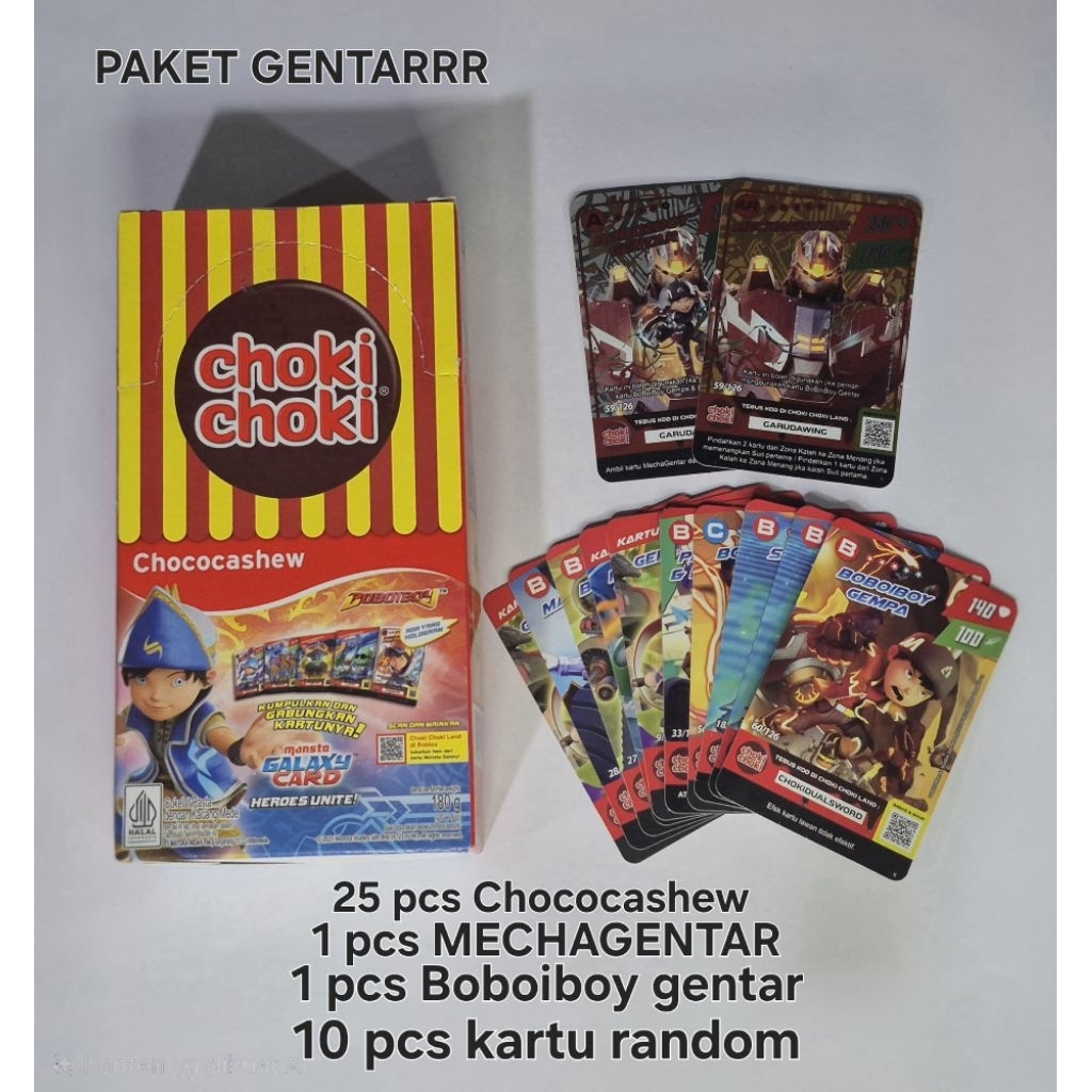 PAKET GENTAR Coklat choki choki original card boboiboy mechagentar beliung sopan