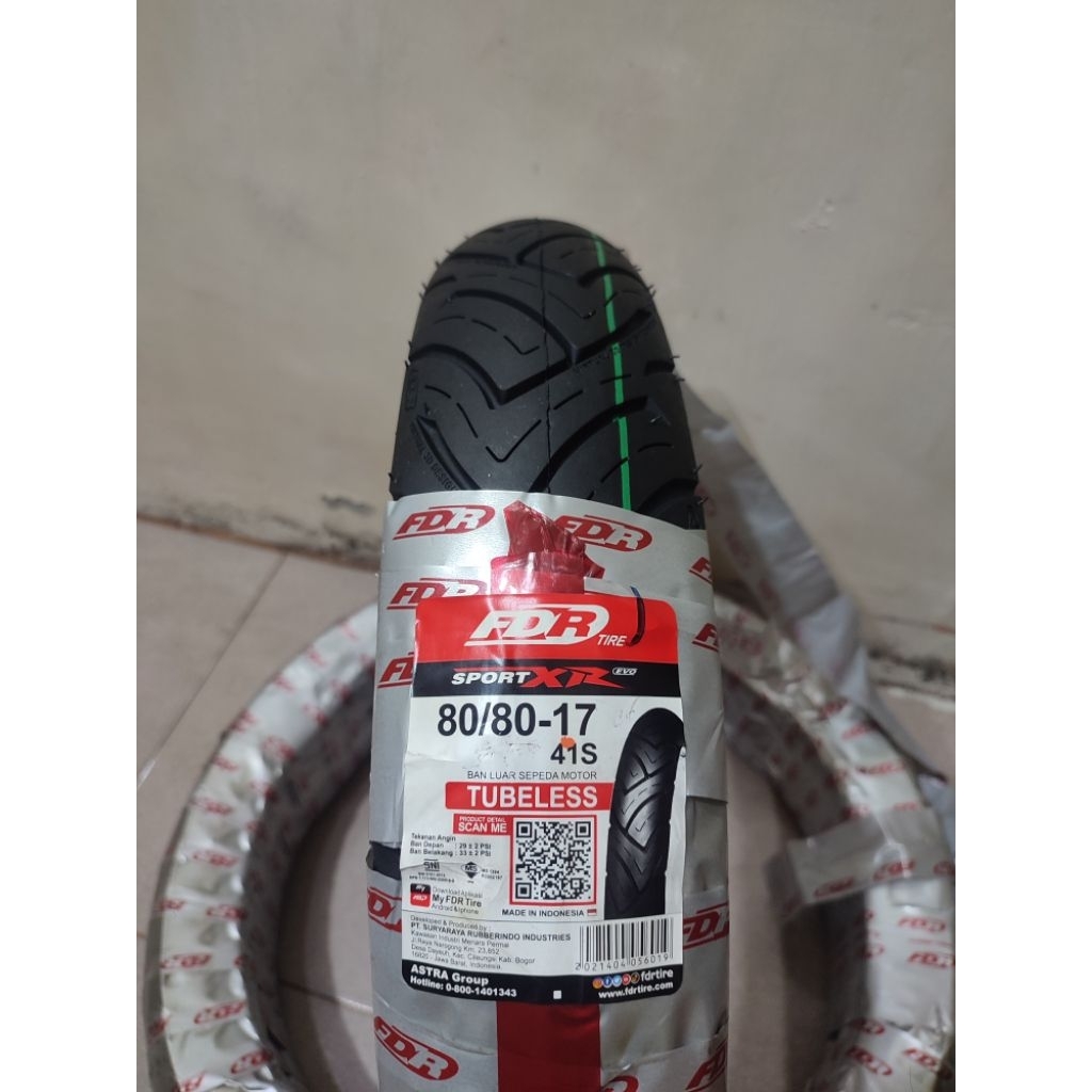 Ban Tubeless FDR EVO 80/80-17 + Free pentil Tubeless