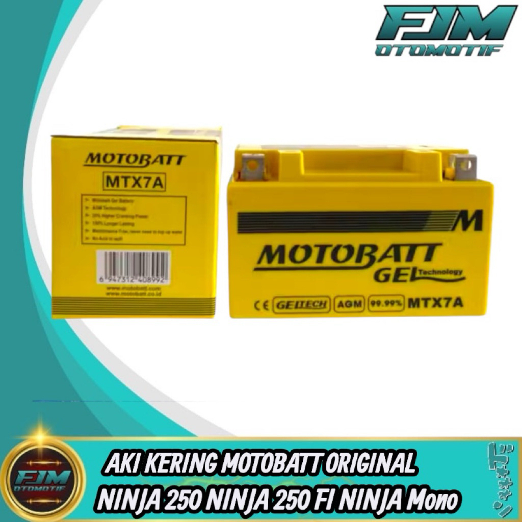 Aki Kering Motobatt MTX7A 7AH Ninja 250 Ninja 250 Fi Injeksi Original
