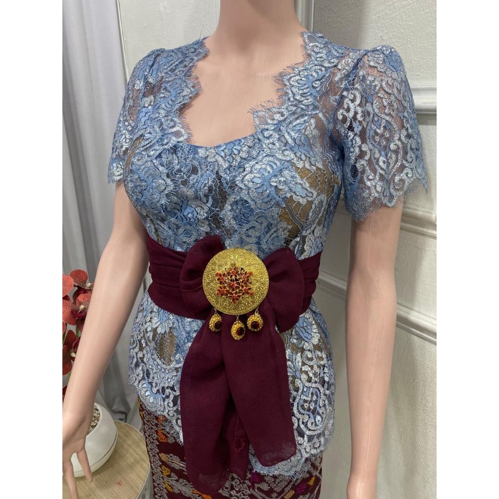 (Kebaya saja) - kebaya bali jadi SEMIFRANCE METALIK TANGAN PENDEK TWOTONE PREMIUM atasan baju // KEB