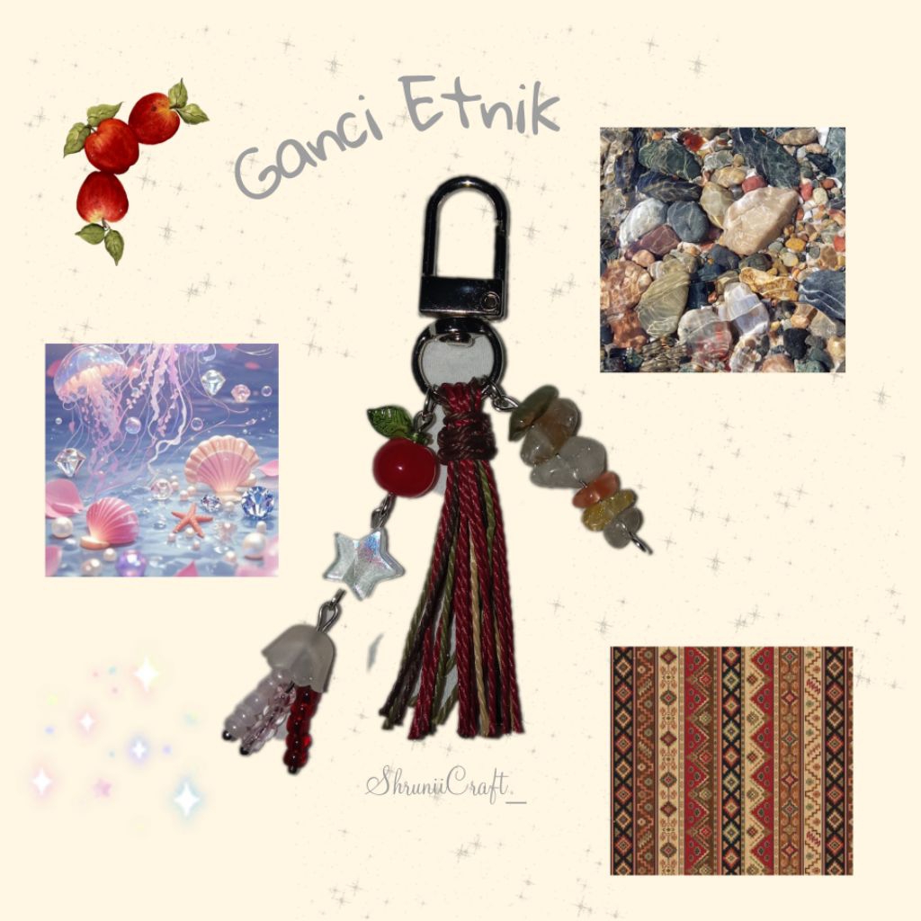 Ganci Etnik | gantungan kunci korea aestetik cantik imut kyut | etnik | ganci handmade | craft Ganci