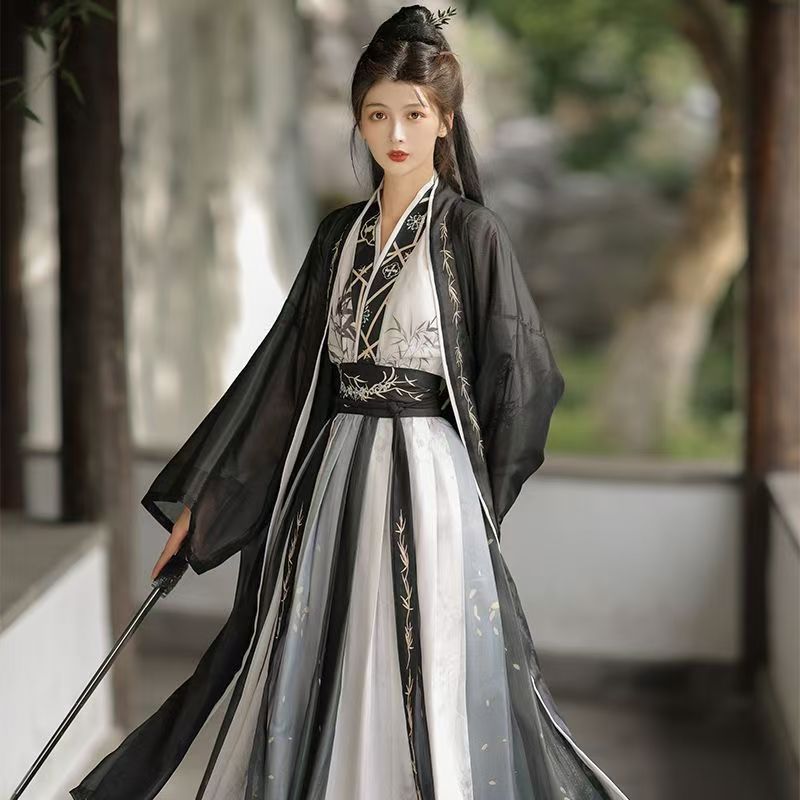 Lukisan Tinta Pria dan Wanita, Hanfu Gaya Pinggang Keren Harian