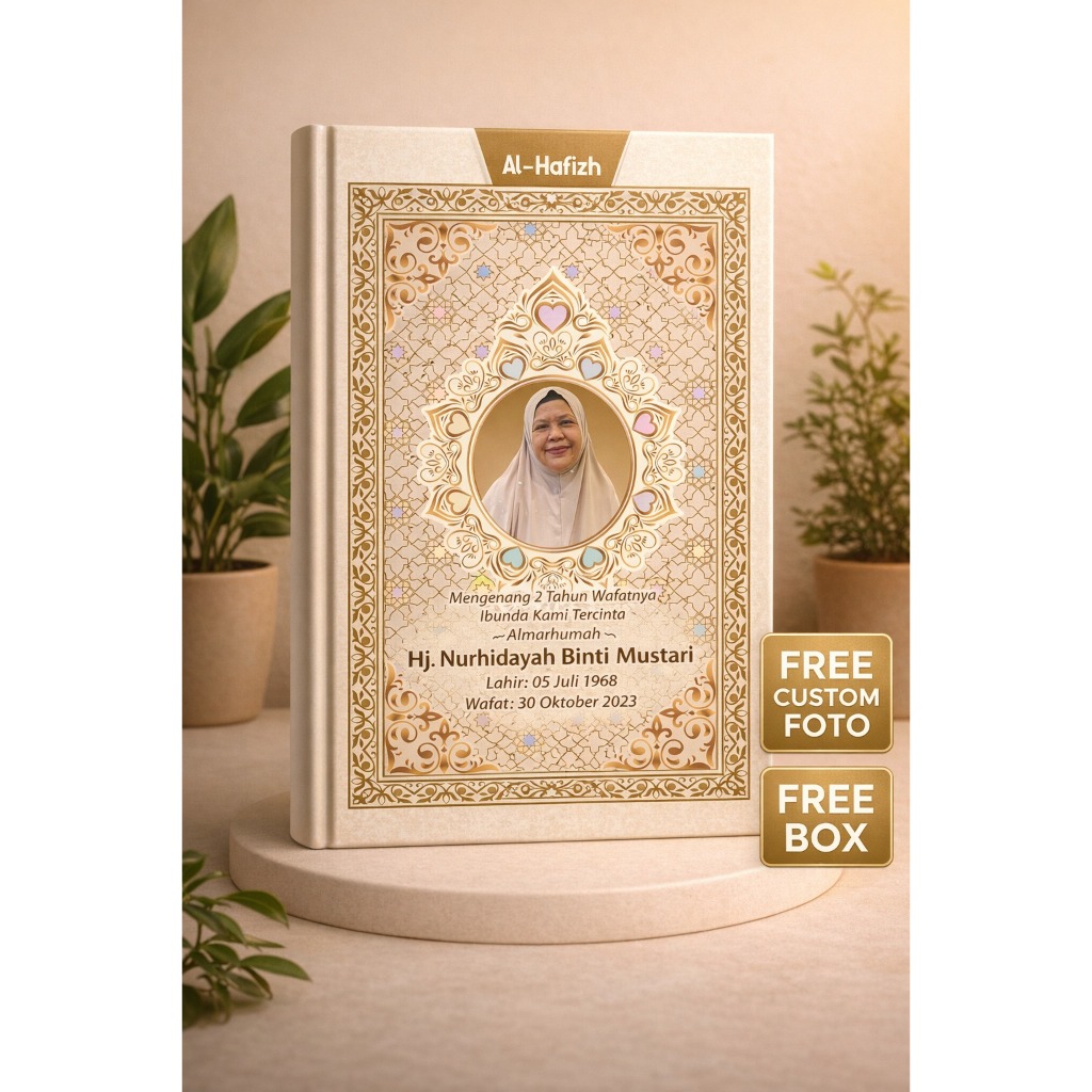 (Free Custom Nama dan Foto) Alquran  A4 Custom Nama Dan Foto Terjemah Tajwid Warna Hard Cover