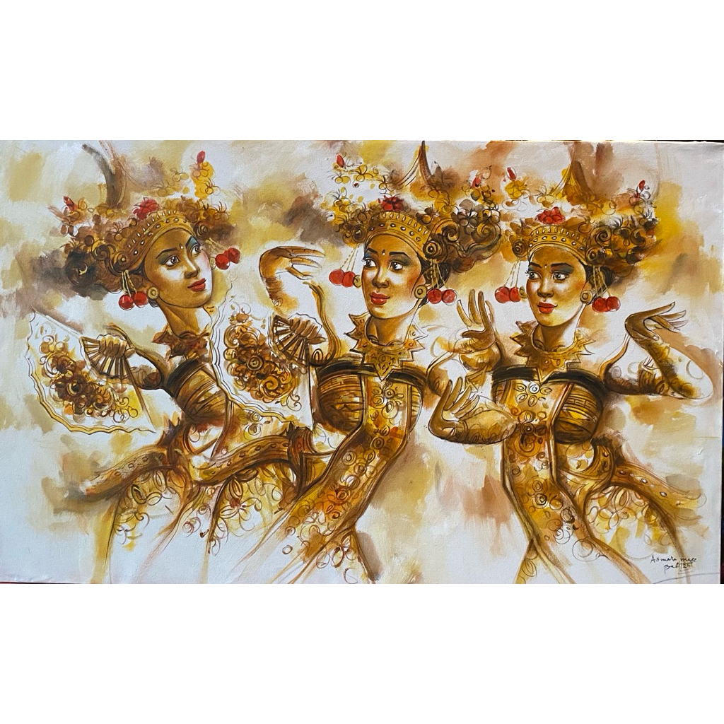 Lukisan Legong keraton Bali, Lukisan Canvas, lukisan buatan tangan