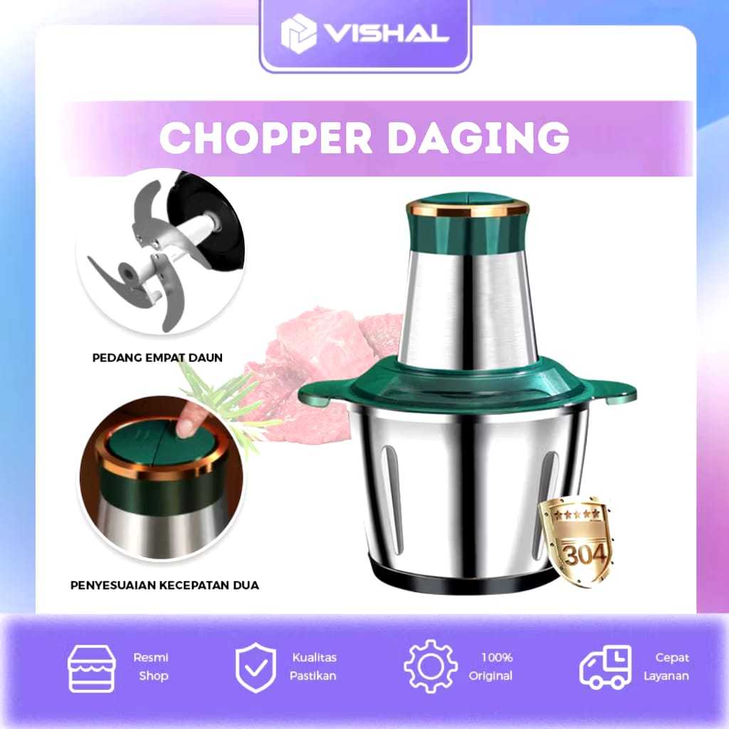 Penggiling Daging Elektrik Chopper Daging Food Chopper 2L