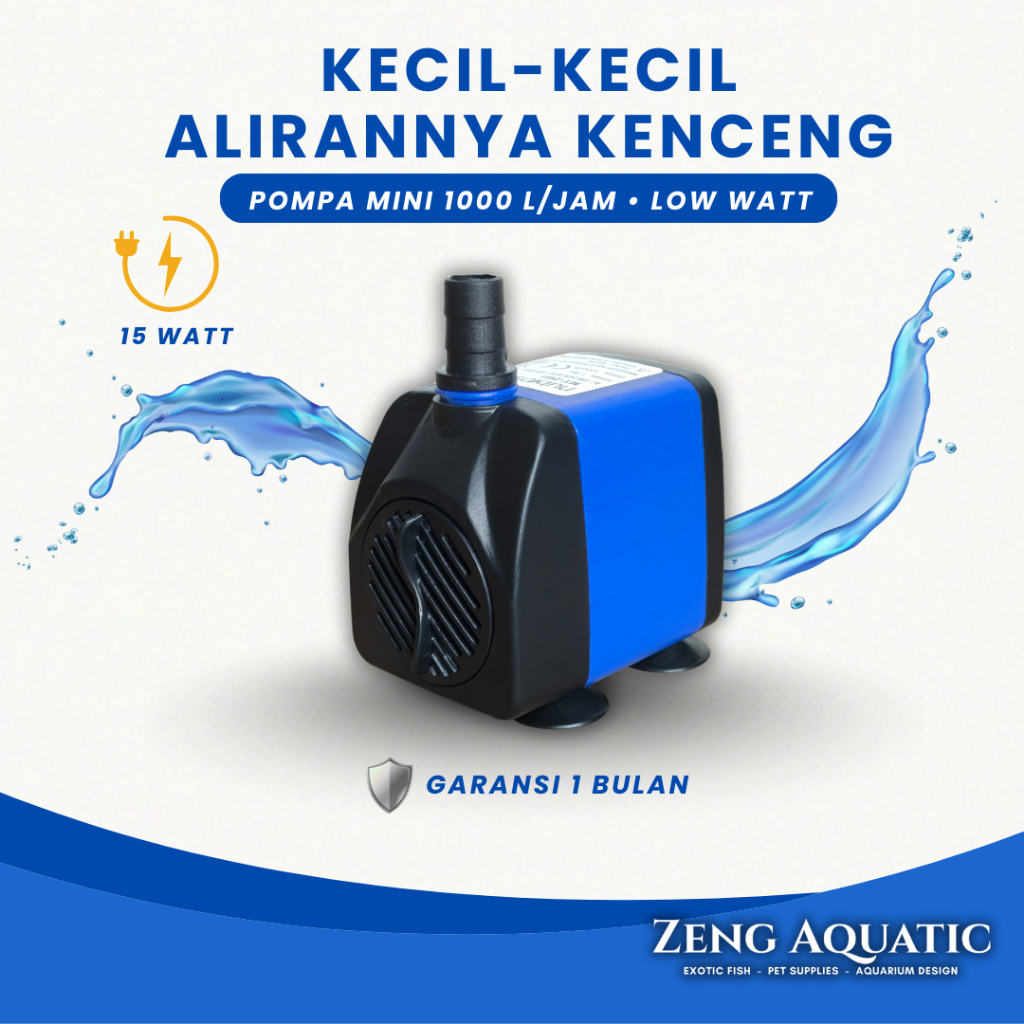 Pompa Mini Aquarium AC Nubios MY068 15W 1000 LPH Submersible Water Pump Pompa Celup