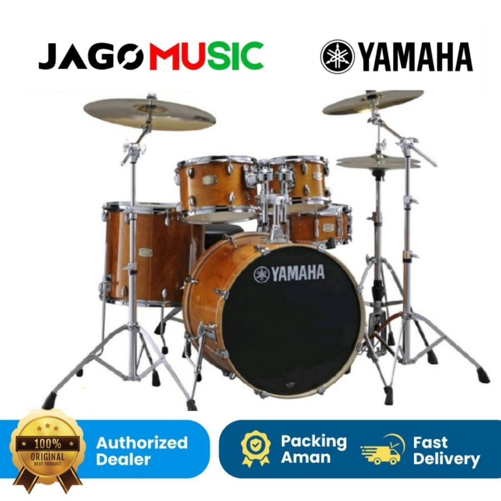 Drum Akustik Yamaha Stage Custom Birch 5pc Drum Plus Cymbal - Honey Amber