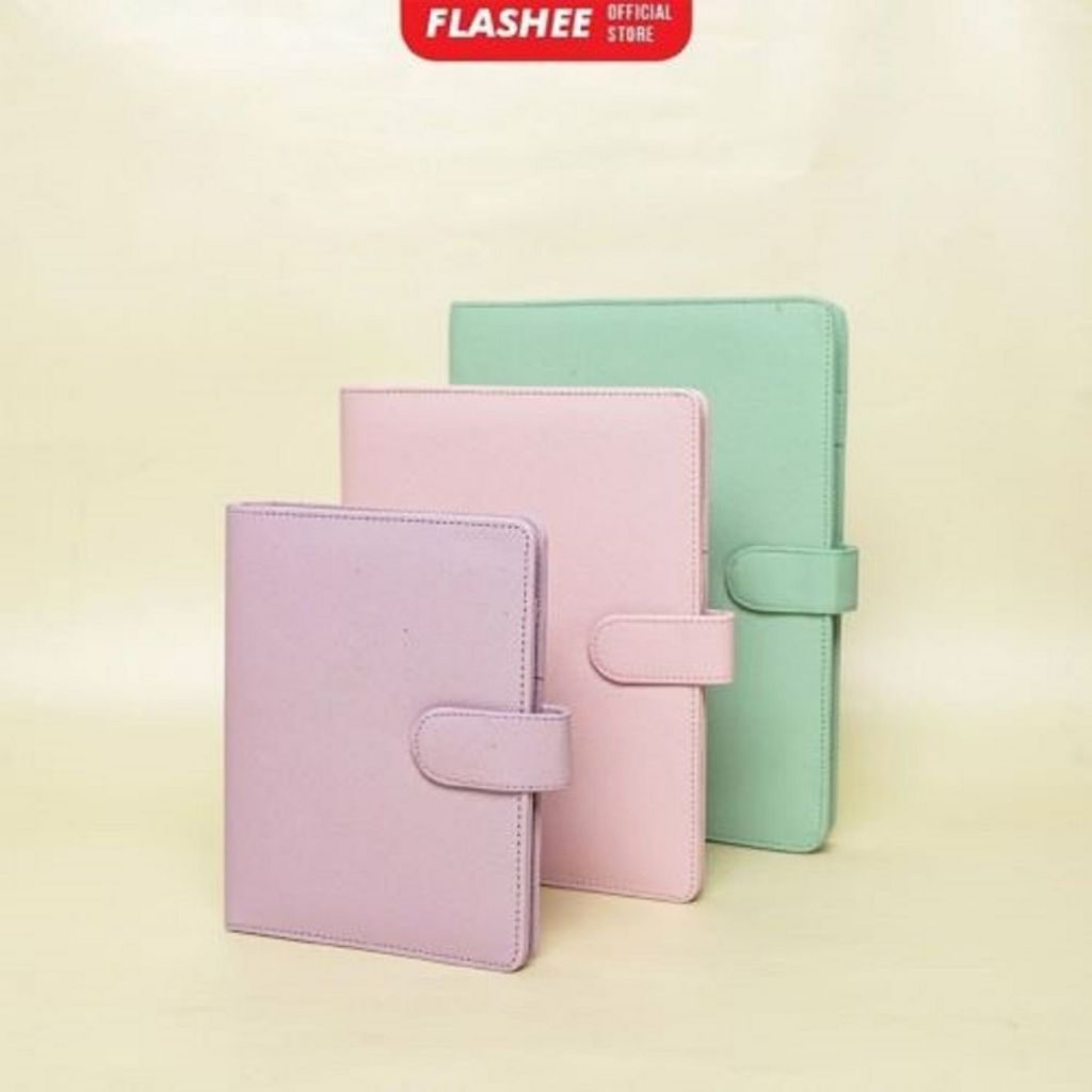 Flashee Binder A5 20 Ring B5 26 Ring Binder Levi Kulit Sintetis Binder Polos A5 B5 Organizer Kertas