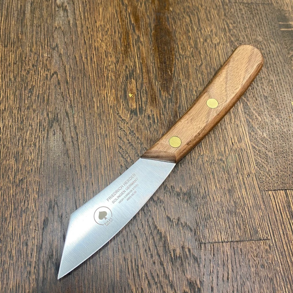 Friedr Herder 3” Paring knife Pisau Ukir Clip Point Paring Knife Carbon Walnut
