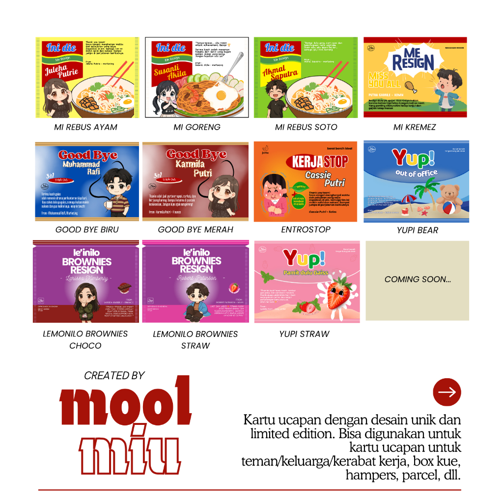 Kartu Ucapan Resign / RESIGN CARD ALL DESIGN (BISA REQUEST ISI NOTE)