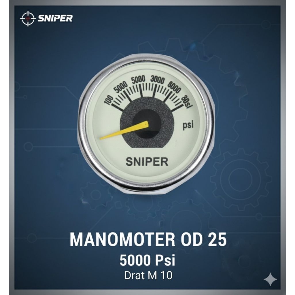 Manometer Pcp OD25 Tekanan 5000 Psi, Sparepart Pcp