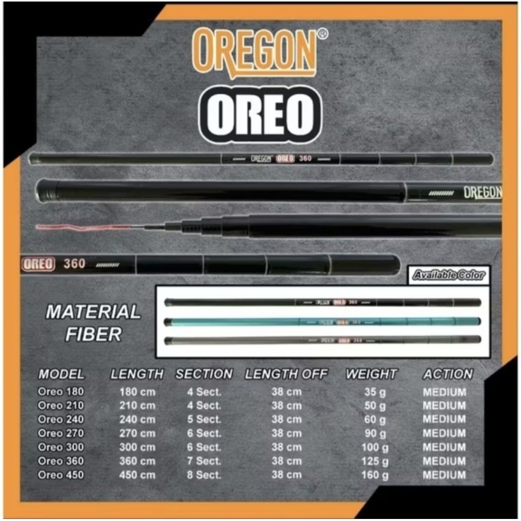 Joran Tegek Oregon Oreo Fiber Ringan dan Lentur