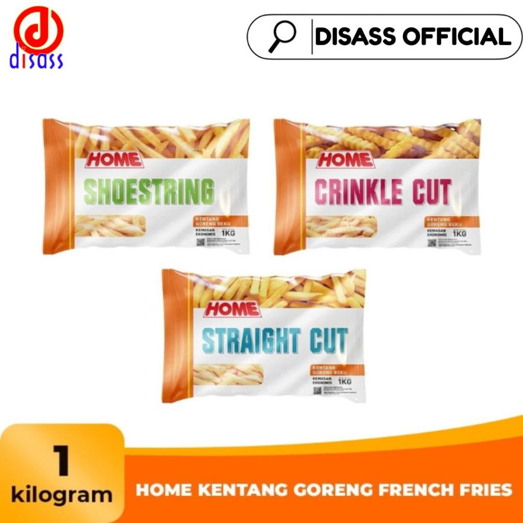 HOME KENTANG GORENG FRENCH FRIES KEMASAN 1kg / KENTANG GORENG FROZEN - DISASS JOGJA