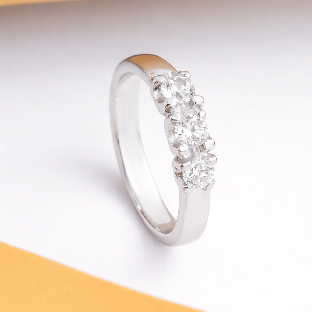Cincin Nikah Wanita Emas Putih Kadar 6K Desain Elegan Simple Bisa Request Model