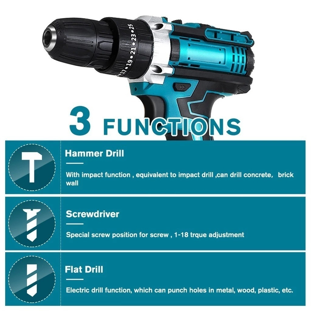 MAKITA Cordless Hand Drill 1288V / Bor Tembok Baterai (2 Set Baterai) - Bor Listrik Set Lengkap