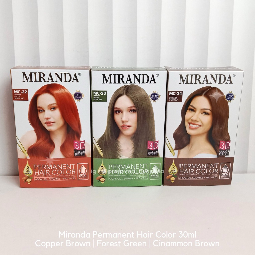 Miranda Permanent Hair Color 30ml | Copper Brown | Forest Green | Cinnamon Brown