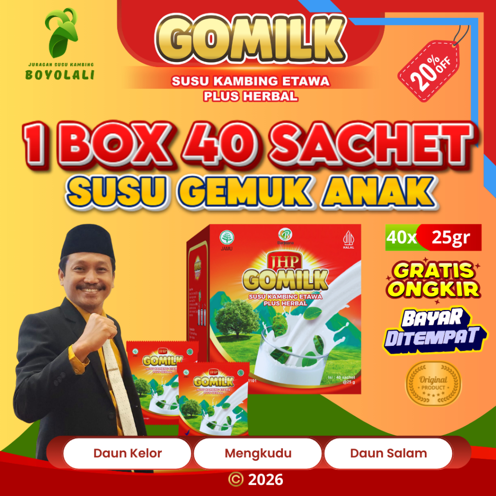 Susu Kambing Etawa Gomilk Khusus Gemuk Anak 40 Sachet