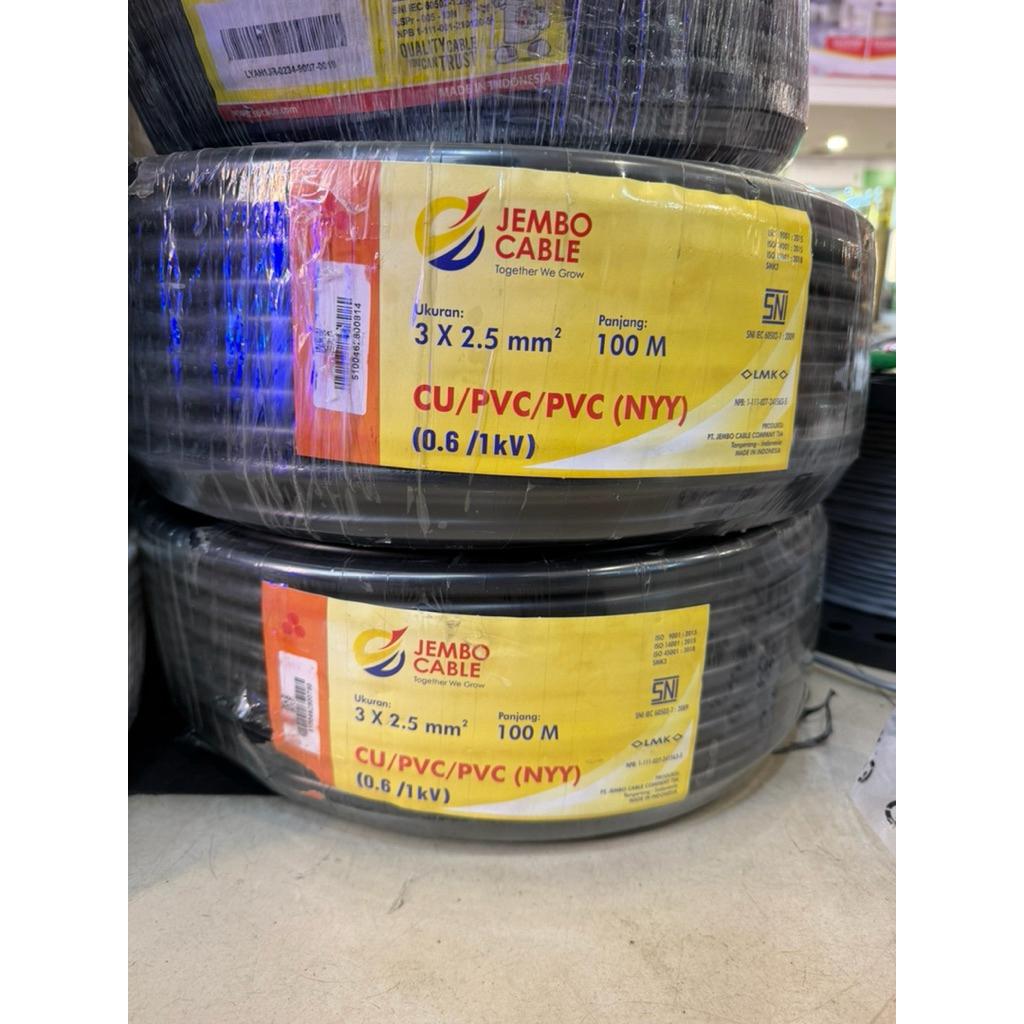 Kabel Jembo NYY 3x2.5 Tunggal Hitam 50m 100m / NYY 3x2,5 Jembo NYY 3x2.5 Jembo 50m 100m