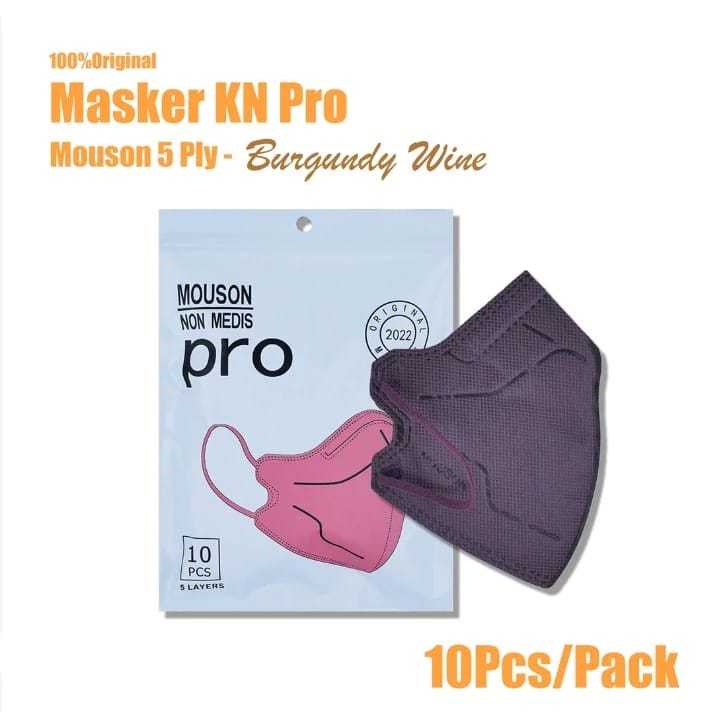 Masker Duckbill Pro - Burgundy Mouson KN95 Pro Dewasa Isi 10pcs