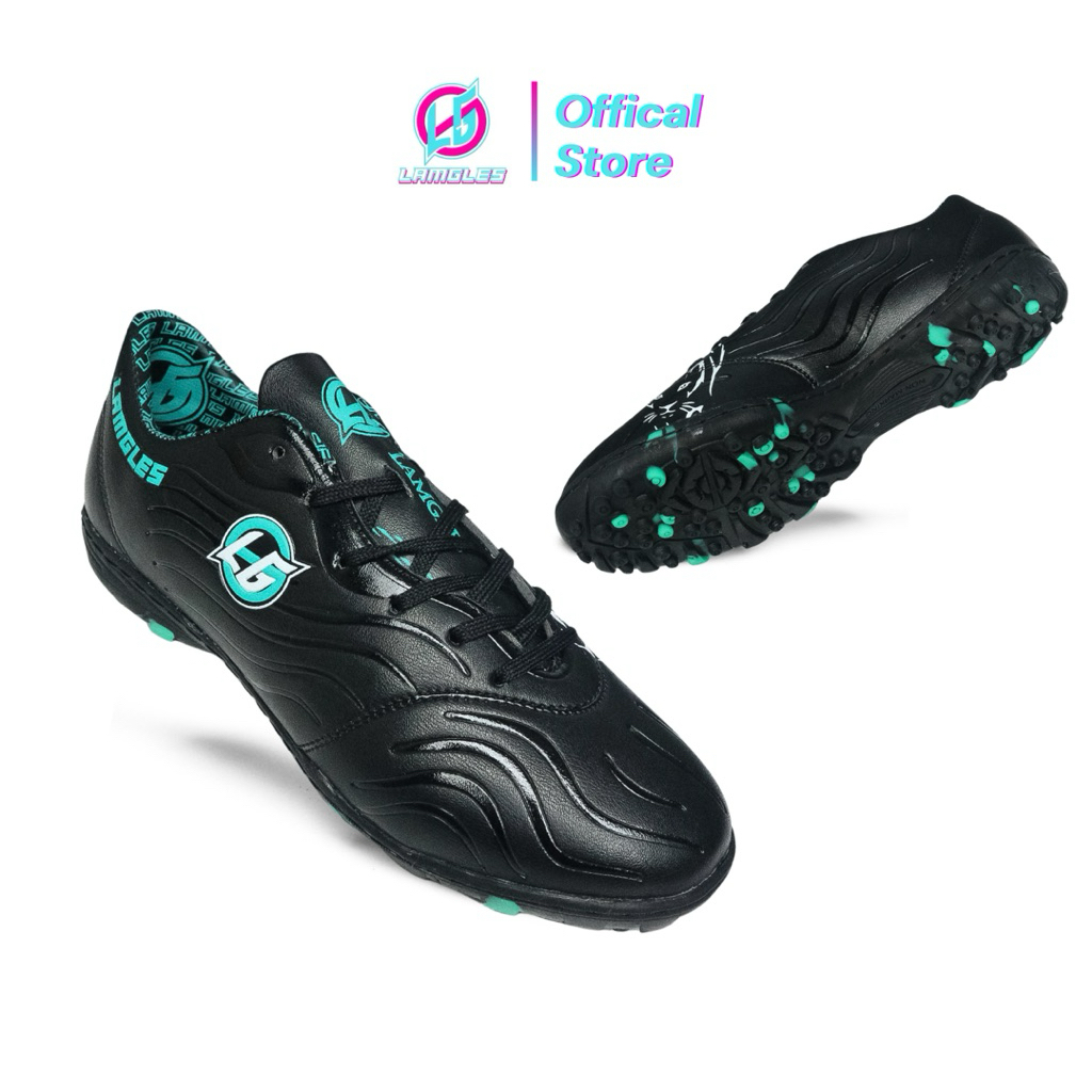 Lamgles - Sepatu Futsal Sol Gerigi Lamgles Jaguar FG Black White Original Pabrik