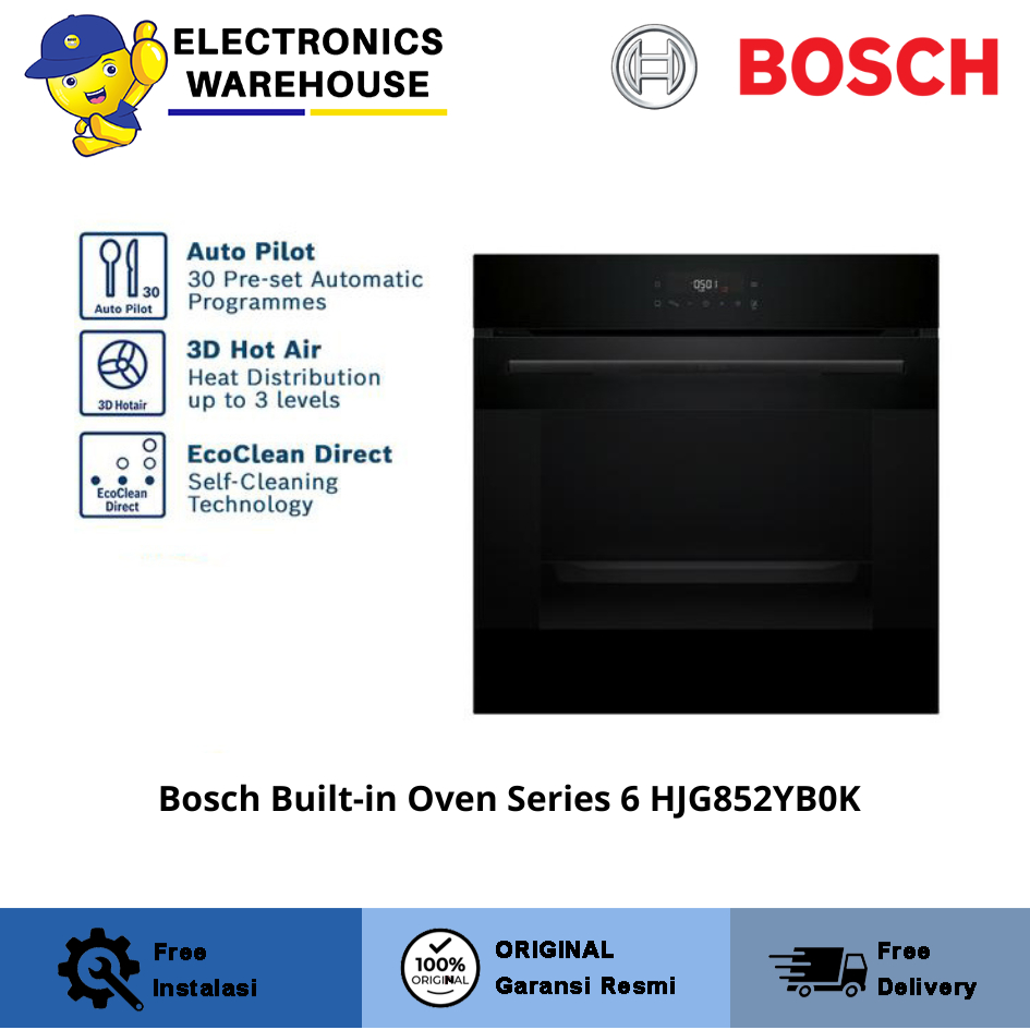 Bosch HJG852YB0K Oven Tanam / Built-In Oven Series 6 | 60 cm - Bosch HJG852YB0K - Black