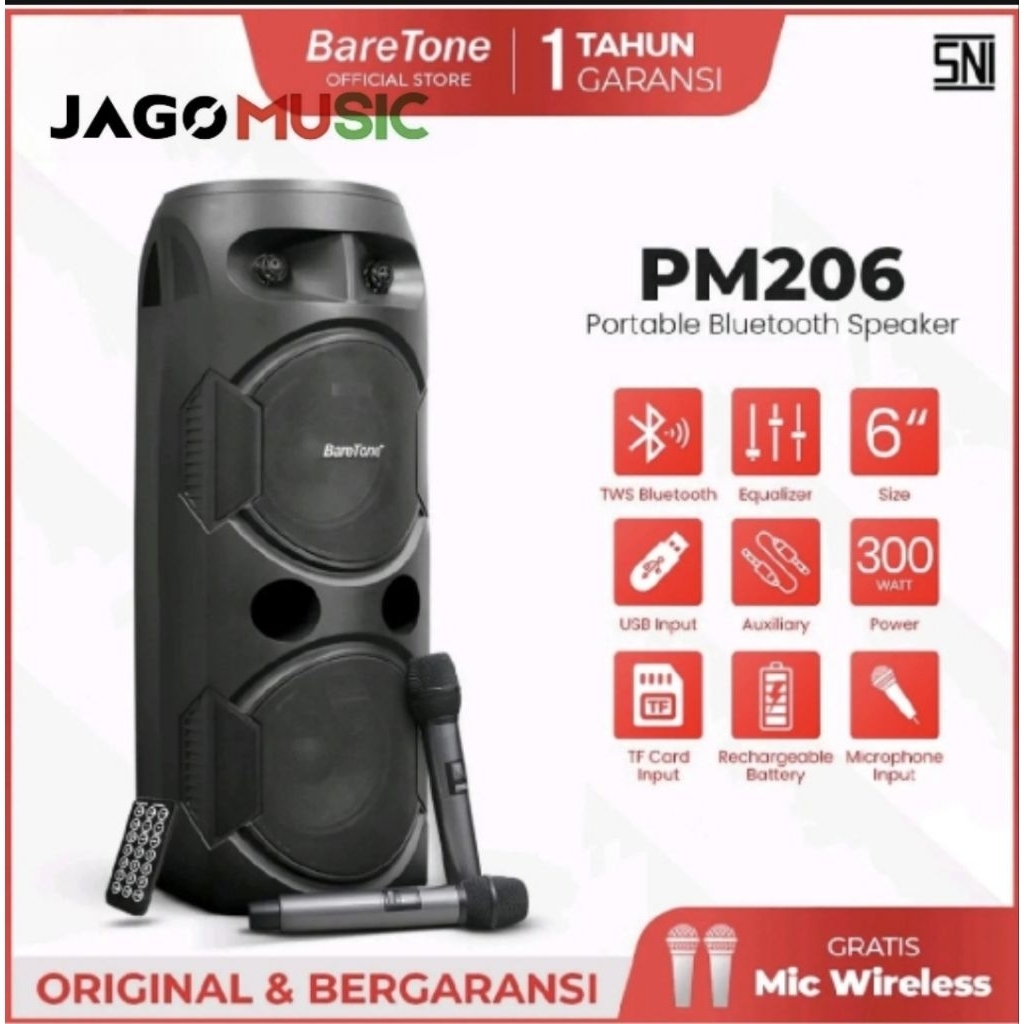 Baretone Speaker Portable PM206
6.5inch 2way Molded Loundspeaker Baretone PM 206 Speaker Meeting